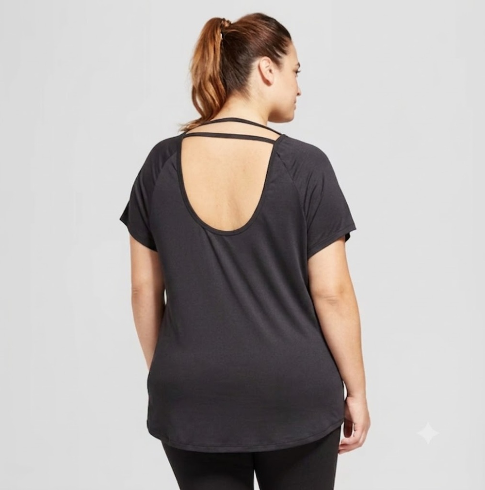 Champion C9 Duo Dry Open Back Strappy Athletic Top Black XL Workout Tee